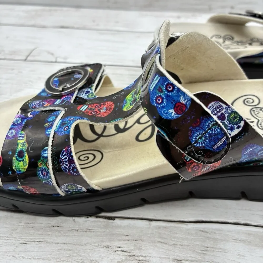 Alegria Vita Womens Slide Sandals Size 38 US 7.5 Sugar Skulls Calavera Platform
